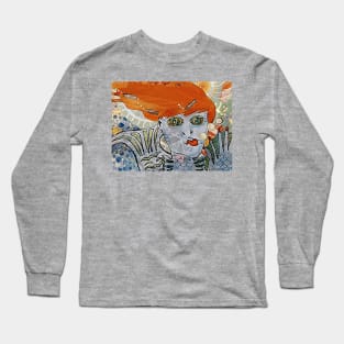 The Mermaid Says "Hi" (The Uncertain Smile) Long Sleeve T-Shirt